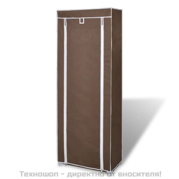 Платнен шкаф за обувки с покривало 57 х 29 х 162 см, кафяв