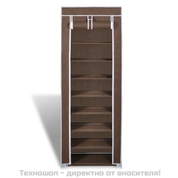 Платнен шкаф за обувки с покривало 57 х 29 х 162 см, кафяв