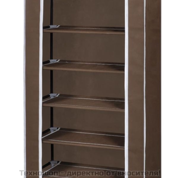 Платнен шкаф за обувки с покривало 57 х 29 х 162 см, кафяв