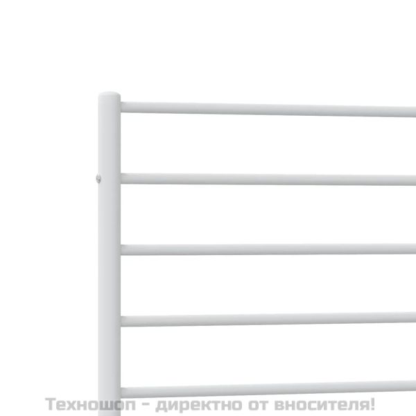 Метална рамка за легло с горна табла, бяла, 107x203 см