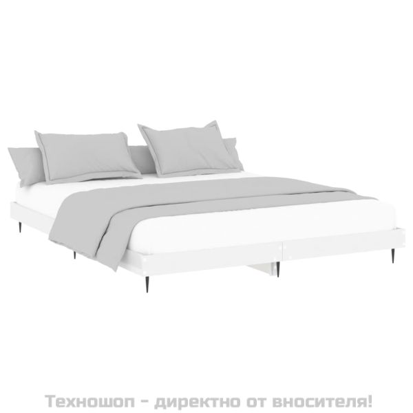 Рамка за легло, бял гланц, 180x200 см, инженерно дърво