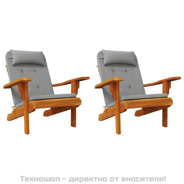 Възглавници за столове Адирондак, 2 бр, сиви, Оксфорд плат