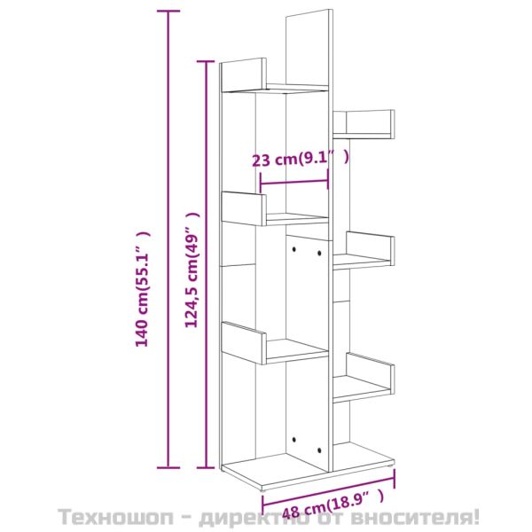 Шкаф библиотека, дъб сонома, 48x25,5x140 см, инженерно дърво