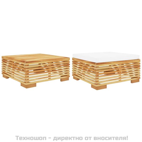 Градински лаундж комплект от 2 части тиково дърво масив