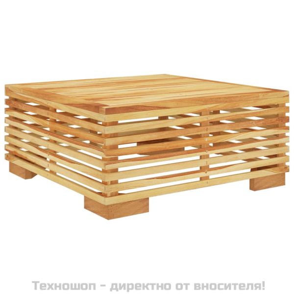 Градински комплект с възглавници, 5 части, тиково дърво масив