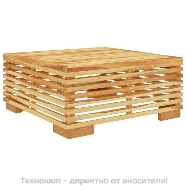 Градински комплект с възглавници, 6 части, тиково дърво масив