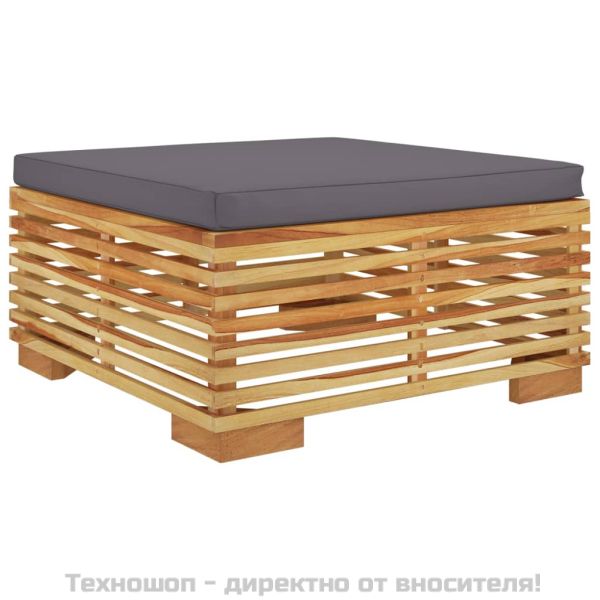 Градински комплект с възглавници, 6 части, тиково дърво масив