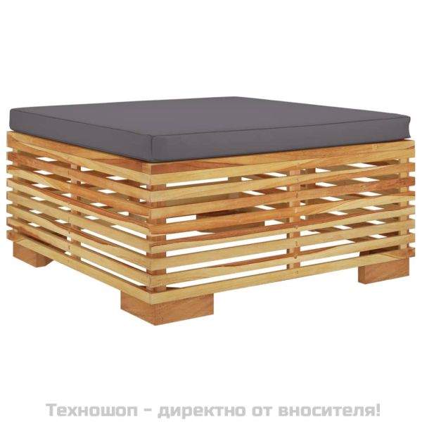 Градински комплект с възглавници, 6 части, тиково дърво масив