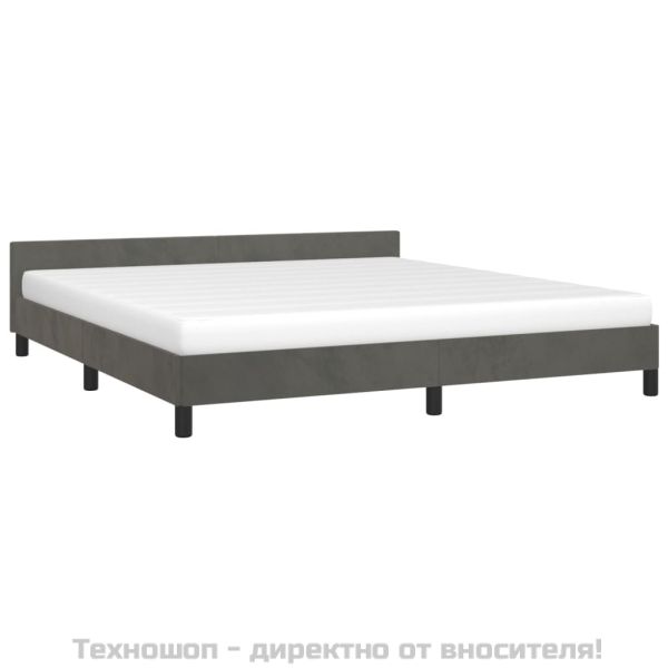 Рамка за легло без матрак, тъмносива, 180x200 см, кадифе