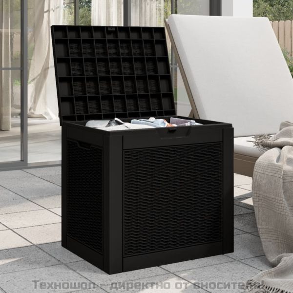 Градински сандък за съхранение черен 55,5x43x53 см полипропилен