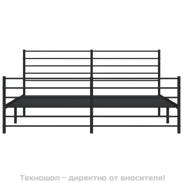 Метална рамка за легло с горна и долна табла, черна, 193x203 см