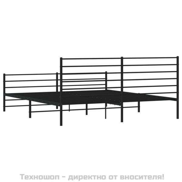 Метална рамка за легло с горна и долна табла, черна, 193x203 см
