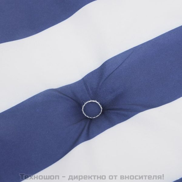 Възглавница за градинска пейка синьо/бяло райе 200x50x4 см плат
