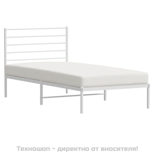 Метална рамка за легло с горна табла, черна, 100x200 см