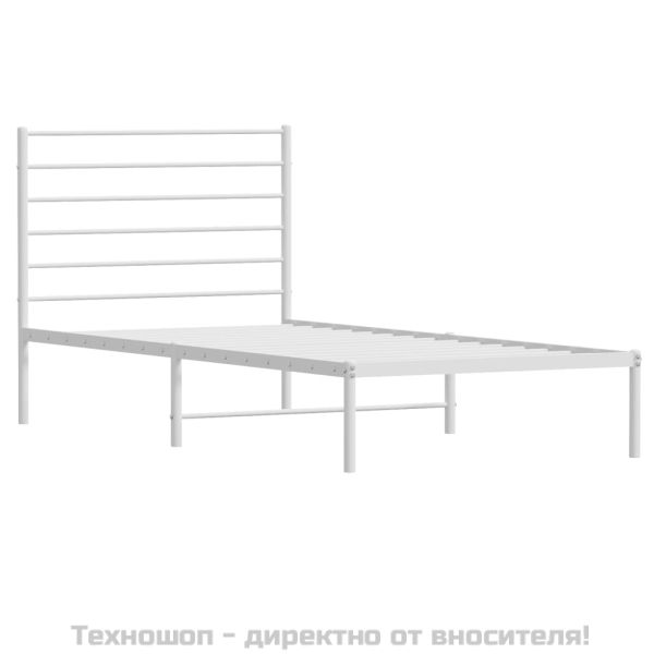 Метална рамка за легло с горна табла, черна, 100x200 см