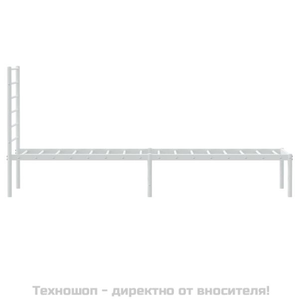 Метална рамка за легло с горна табла, черна, 100x200 см