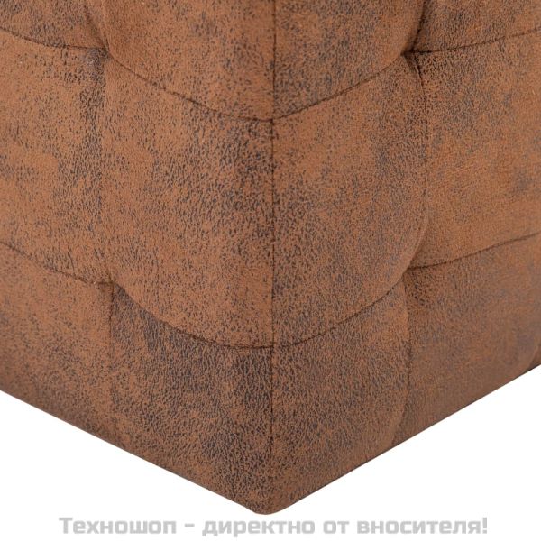 Нощни шкафчета, 2 бр, кафяви, 30x30x30 см, изкуствен велур