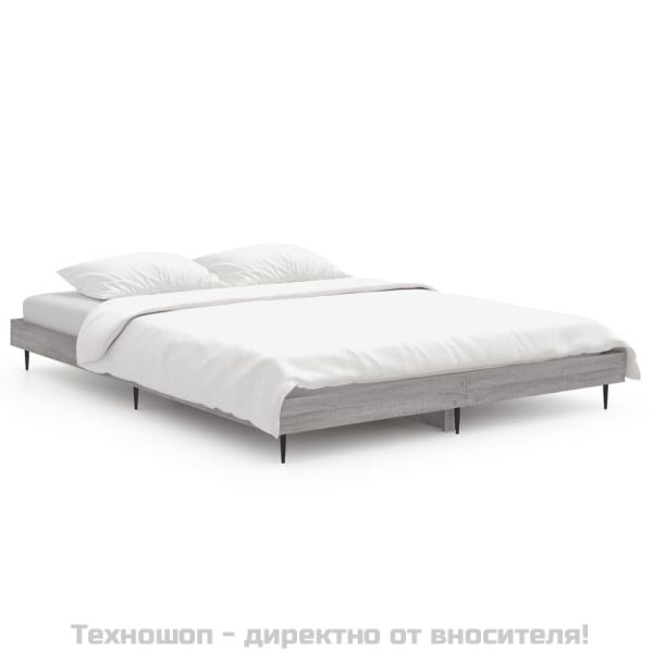 Рамка за легло, сив сонома, 140x190 см, инженерно дърво