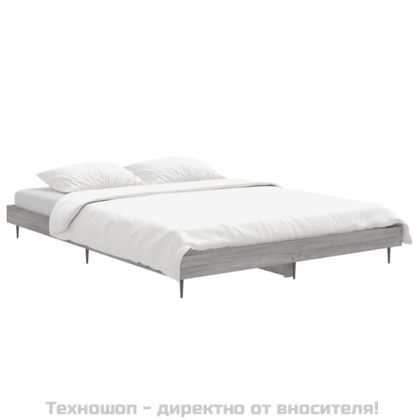 Рамка за легло, сив сонома, 140x190 см, инженерно дърво