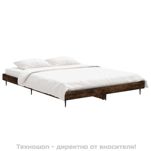 Рамка за легло без матрак опушен дъб 140x190 см инженерно дърво