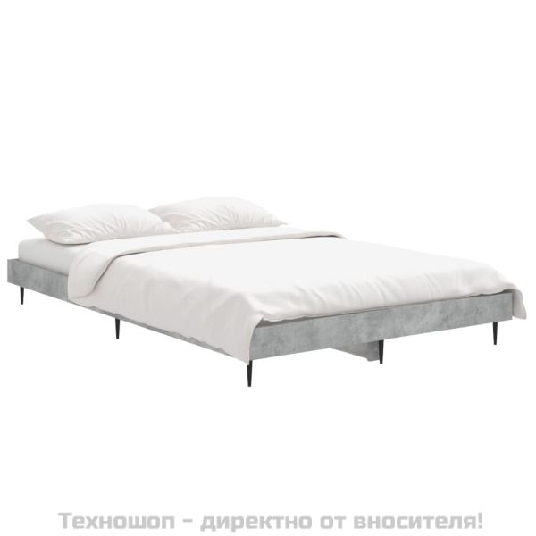 Рамка за легло, бетонно сиво, 120x190 см, инженерно дърво