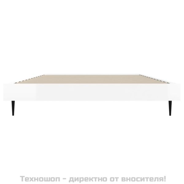 Рамка за легло, бял гланц, 90x190 см, инженерно дърво