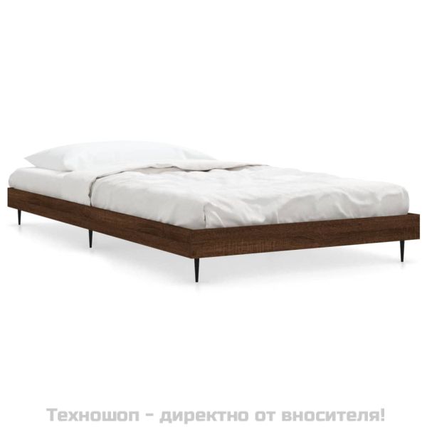 Рамка за легло без матрак кафяв дъб 90x190 см инженерно дърво