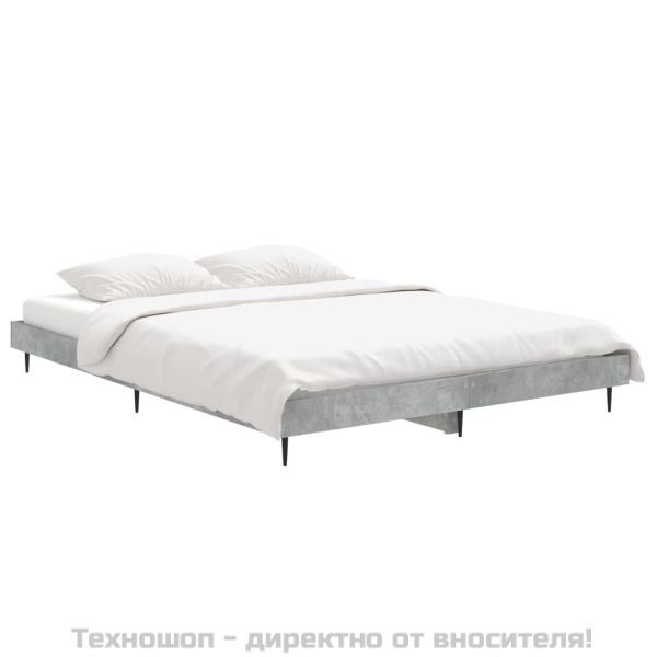 Рамка за легло, бетонно сиво, 140x190 см, инженерно дърво