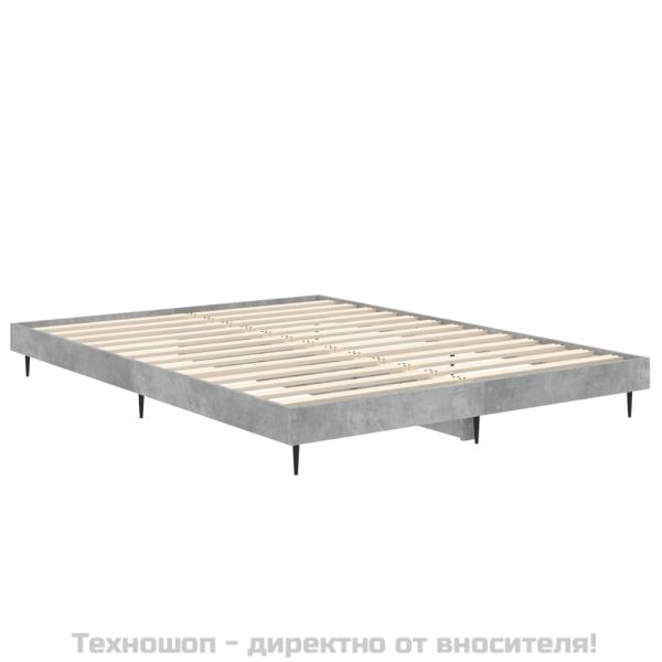 Рамка за легло, бетонно сиво, 140x190 см, инженерно дърво
