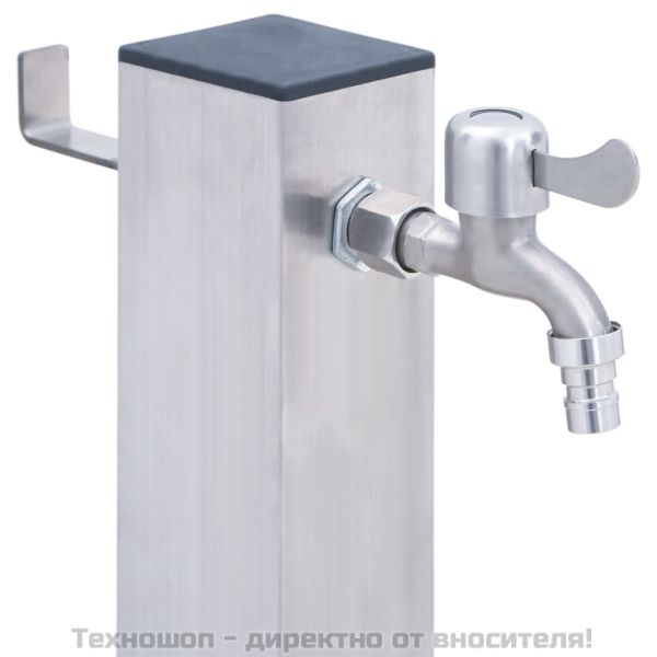 Градинска чешма, 80 см, неръждаема стомана, квадратна колона