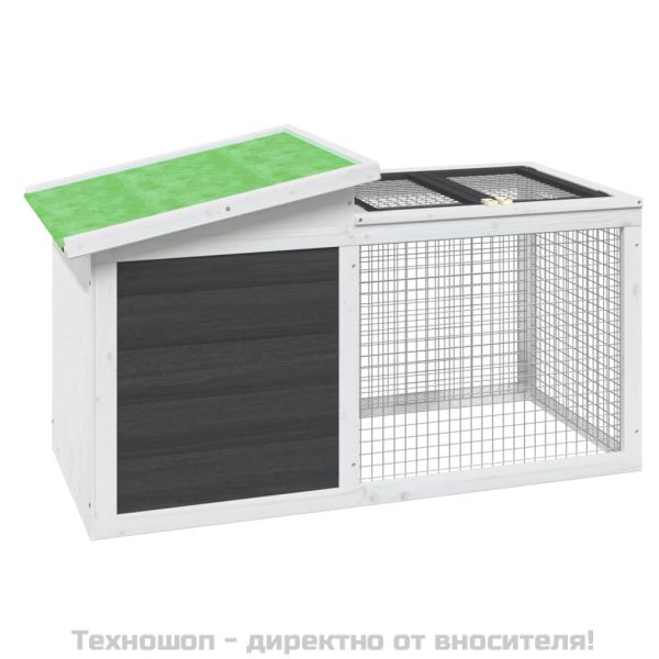 Клетка за зайци сива 100,5x54x55 см борово дърво масив
