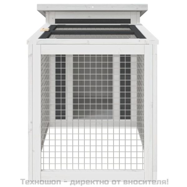 Клетка за зайци сива 100,5x54x55 см борово дърво масив