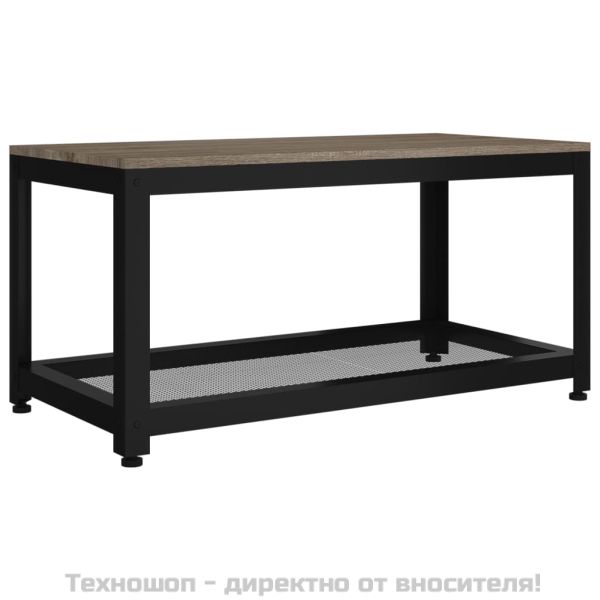 Маса за кафе, тъмносиво и черно, 90x45x45 см, МДФ и желязо