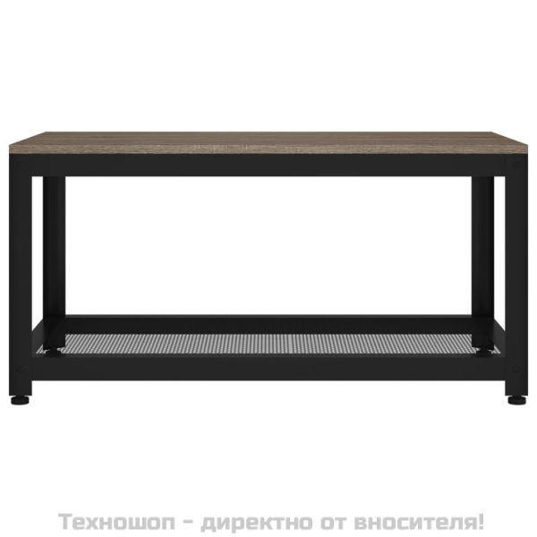 Маса за кафе, тъмносиво и черно, 90x45x45 см, МДФ и желязо