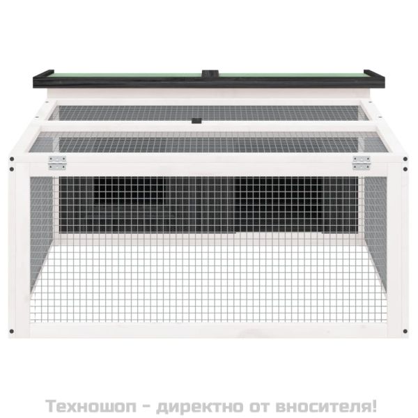 Клетка за зайци сива 117,5x97x47,5 см борово дърво масив