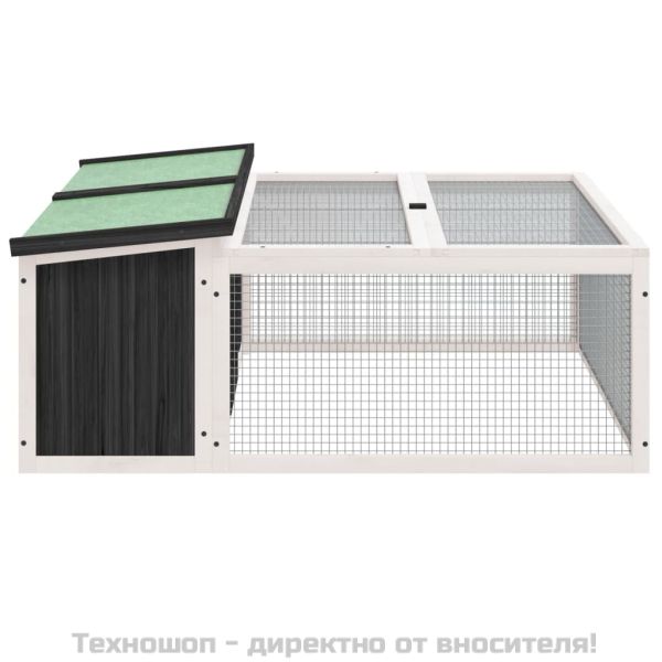 Клетка за зайци сива 117,5x97x47,5 см борово дърво масив