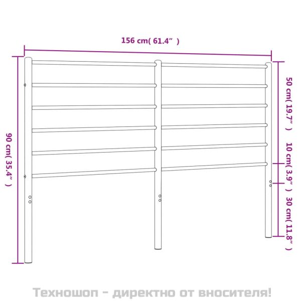 Метална табла за глава, черна, 150 см