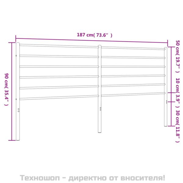 Метална табла за глава, черна, 180 см
