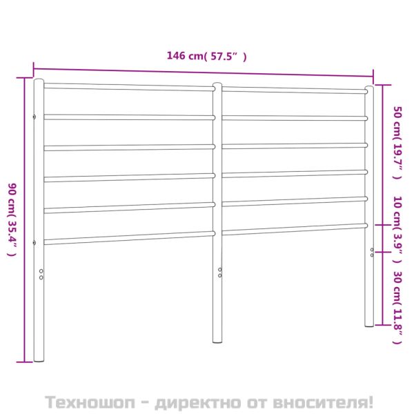 Метална табла за глава, черна, 140 см
