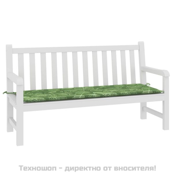 Възглавница за градинска пейка с листа 150x50x4 см оксфорд плат