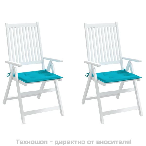 Възглавници за столове, 2 бр, тюркоаз, 40x40x4 см, плат