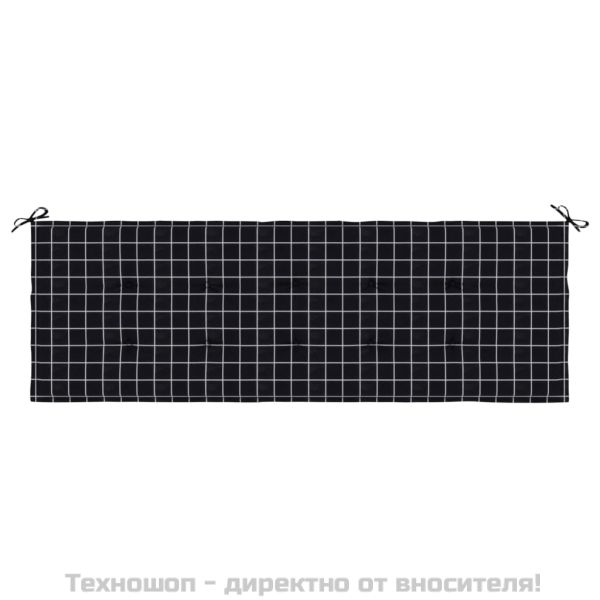 Възглавница за пейка черно каре 150x50x4 см оксфорд плат
