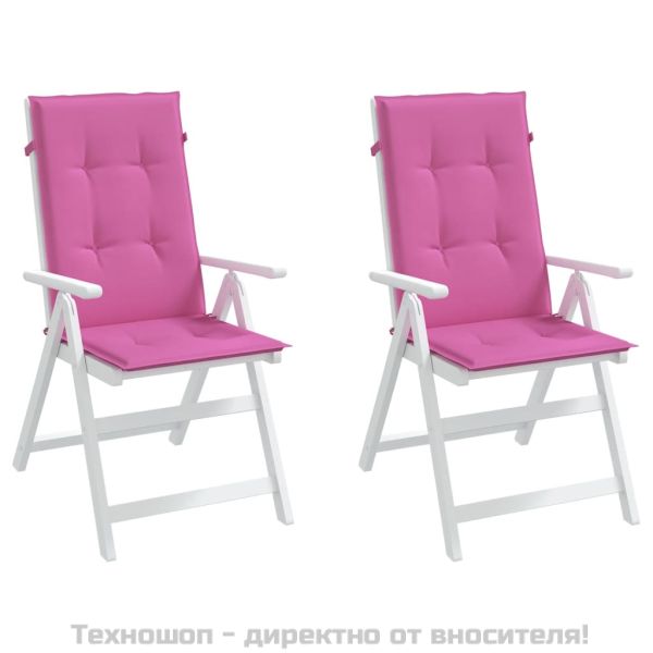Възглавници за столове с облегалки 2 бр розови 120x50x3 см плат
