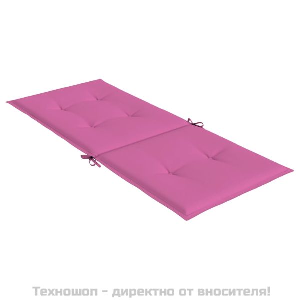 Възглавници за столове с облегалки 2 бр розови 120x50x3 см плат