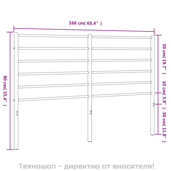 Метална табла за глава, черна, 160 см