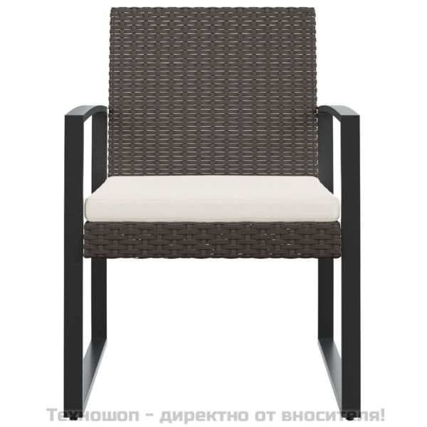 Градински трапезни столове 2 бр кафяви PP ратан