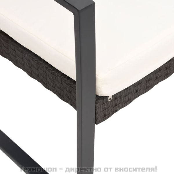 Градински комплект от 3 части с възглавници кафяв PP ратан