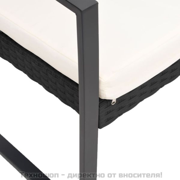 Градински комплект от 5 части с възглавници черен PP ратан