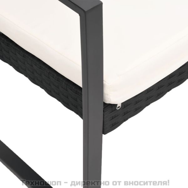 Градински комплект от 5 части с възглавници черен PP ратан