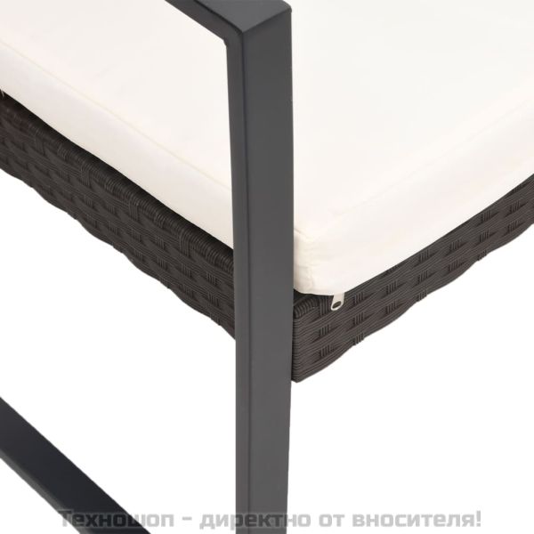 Градински комплект от 5 части с възглавници кафяв PP ратан